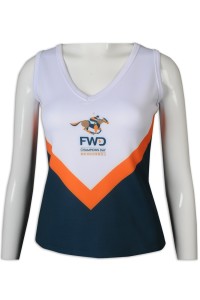 CH200 sample-made cheerleading women's V-neck vest shoulder-exposed waist cheerleading manufacturers  elite cheer uniforms front view